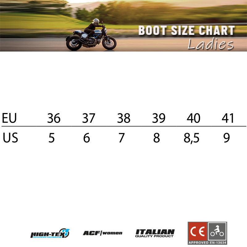 Falco Misty Motorcycle Boots - size chart