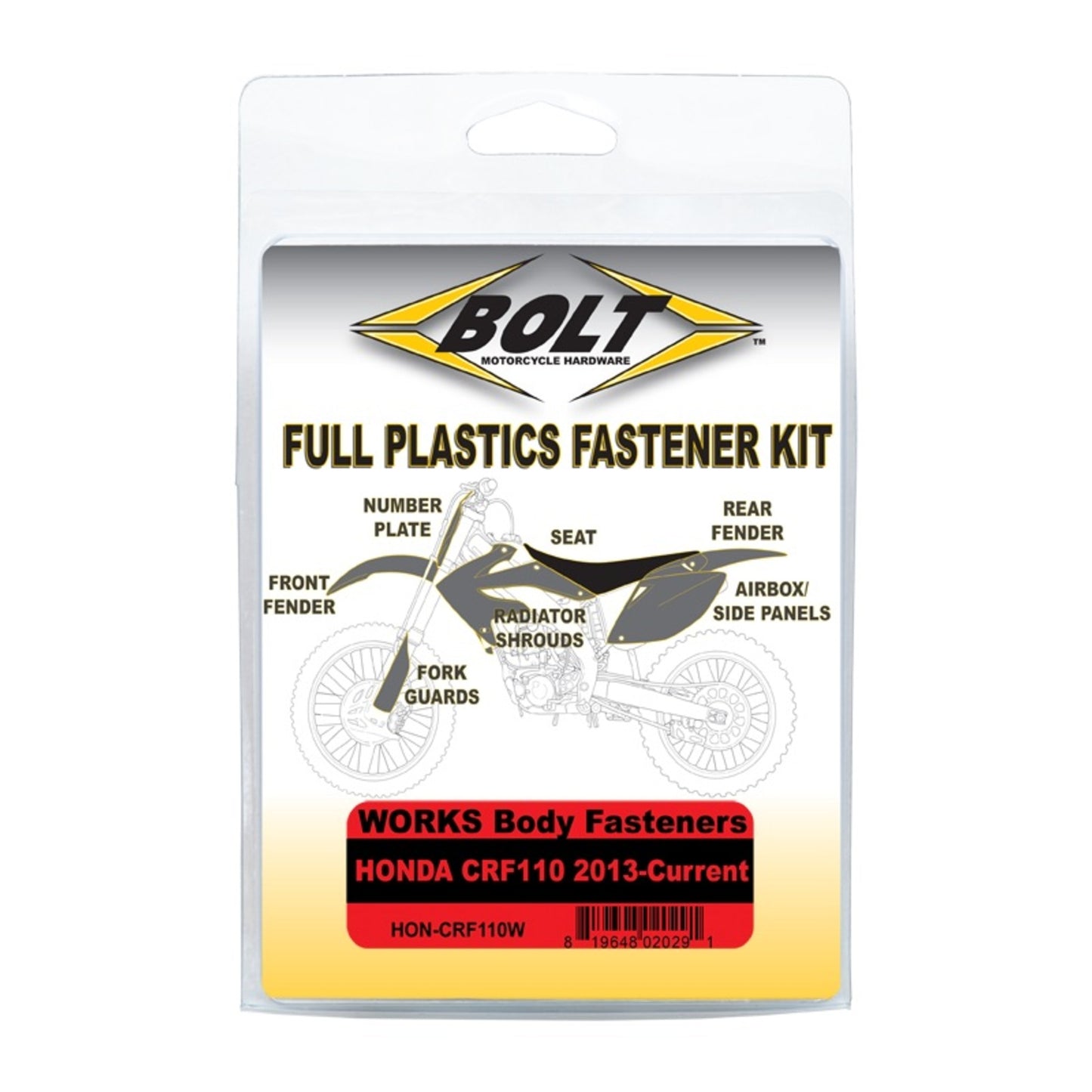 Bolt Body Work Fastener Kit Honda ’13–Current CRF110 Works Kit