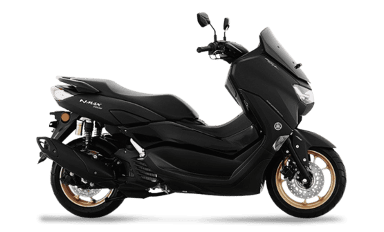 Sleek all-black Yamaha NMAX urban scooter designed for efficient city commuting. Features a compact chassis, generous storage, and fuel-efficient engine, available at Cyclespot Auckland, Taranaki, and Wellington.