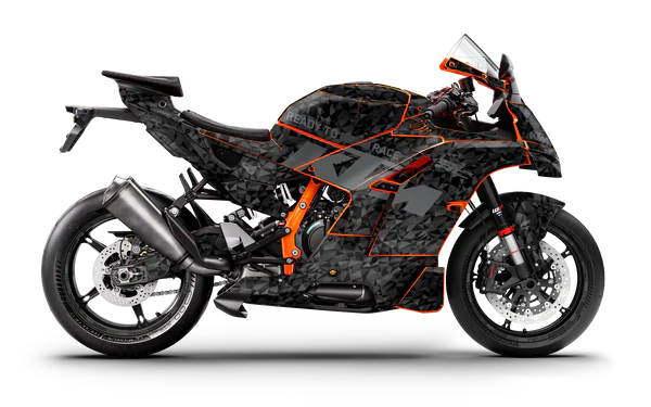 All-black 2026 KTM 990 RC R supersport motorcycle with aggressive MotoGP-derived aerodynamics and integrated winglets. Features a 947cc LC8c parallel-twin engine. A premium track-focused machine for the street, available at Cyclespot Group.
