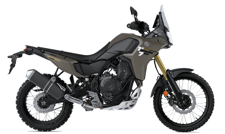 Grey Yamaha Ténéré 700 adventure motorcycle with off-road tyres and rally-bred styling. A versatile dual-sport machine built for New Zealand’s toughest terrain, available at Cyclespot Auckland, Taranaki, and Wellington.