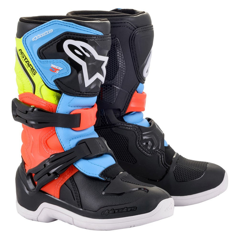 Load image into Gallery viewer, Alpinestars Tech-3S Kids MX Boots Black/Yellow Fluoro/Red Fluoro
