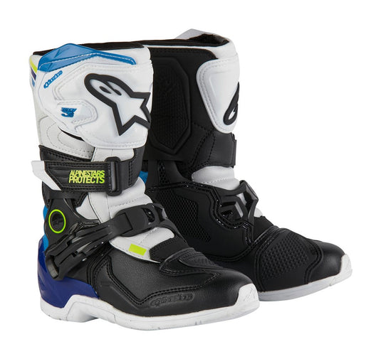 Alpinestars Tech-3S Kids MX Boots White/Black/Enamel Blue