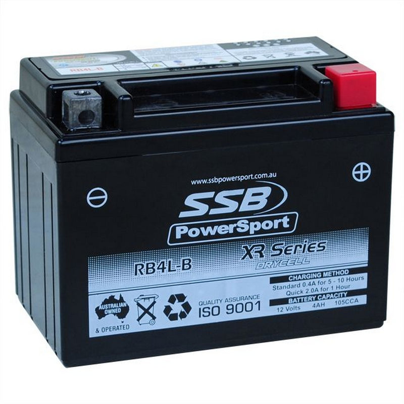 Load image into Gallery viewer, MOTORCYCLE AND POWERSPORTS BATTERY (YB4L-B) AGM 12V 4AH 105CCA BY SSB HIGH PERFORMANCE
