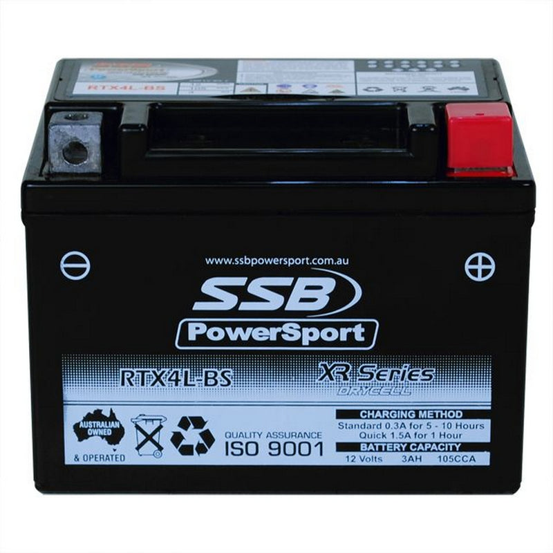 Load image into Gallery viewer, MOTORCYCLE AND POWERSPORTS BATTERY (YTX4L-BS) AGM 12V 3AH 105CCA SSB HIGH PERFORMANCE
