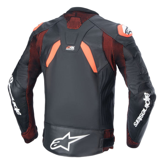 Alpinestars GP Plus R v4 Rideknit Leather Jacket Black/Red Fluoro/White