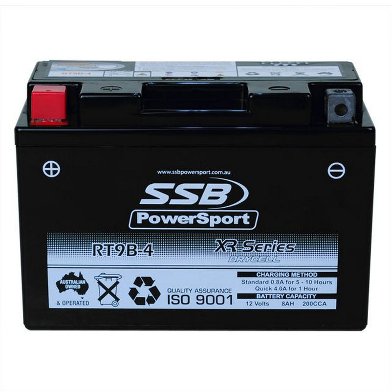 Load image into Gallery viewer, MOTORCYCLE AND POWERSPORTS BATTERY (YT9B-4) AGM 12V 8AH 200CCA BY SSB HIGH PERFORMANCE
