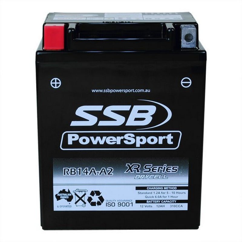 Load image into Gallery viewer, MOTORCYCLE AND POWERSPORTS BATTERY (YB14A-A2) AGM 12V 12AH 310CCA BY SSB HIGH PERFORMANCE
