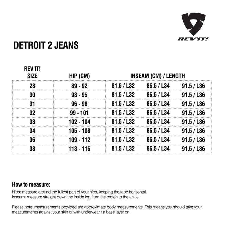 Load image into Gallery viewer, Size chart for REVIT Detroit 2 TF Jeans - Mens

