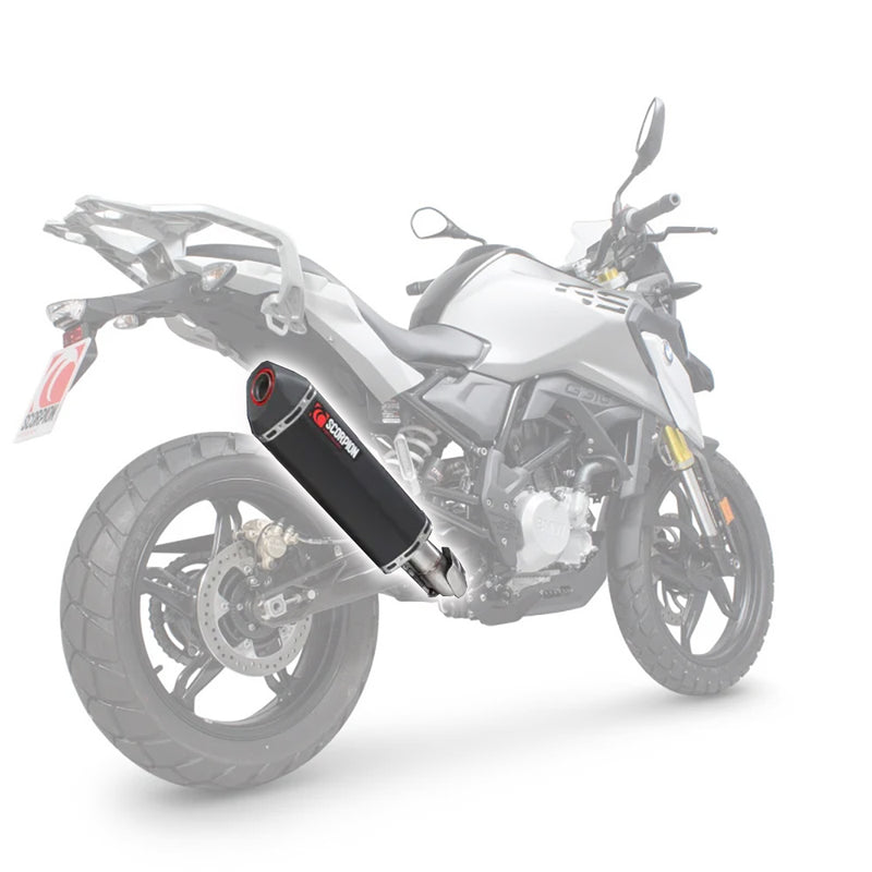 Load image into Gallery viewer, Scorpion Serket Parallel Full System - Black Ceramic - Fits BMW G310 R / G310 GS 16-24
