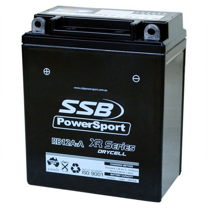 Load image into Gallery viewer, MOTORCYCLE AND POWERSPORTS BATTERY (YB12A-A) AGM 12V 12AH 250CCA BY SSB HIGH PERFORMANCE
