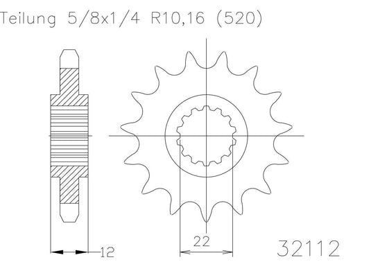SPROCKET FRONT MOTO MASTER STEEL 12T GAS GAS EC SM XC