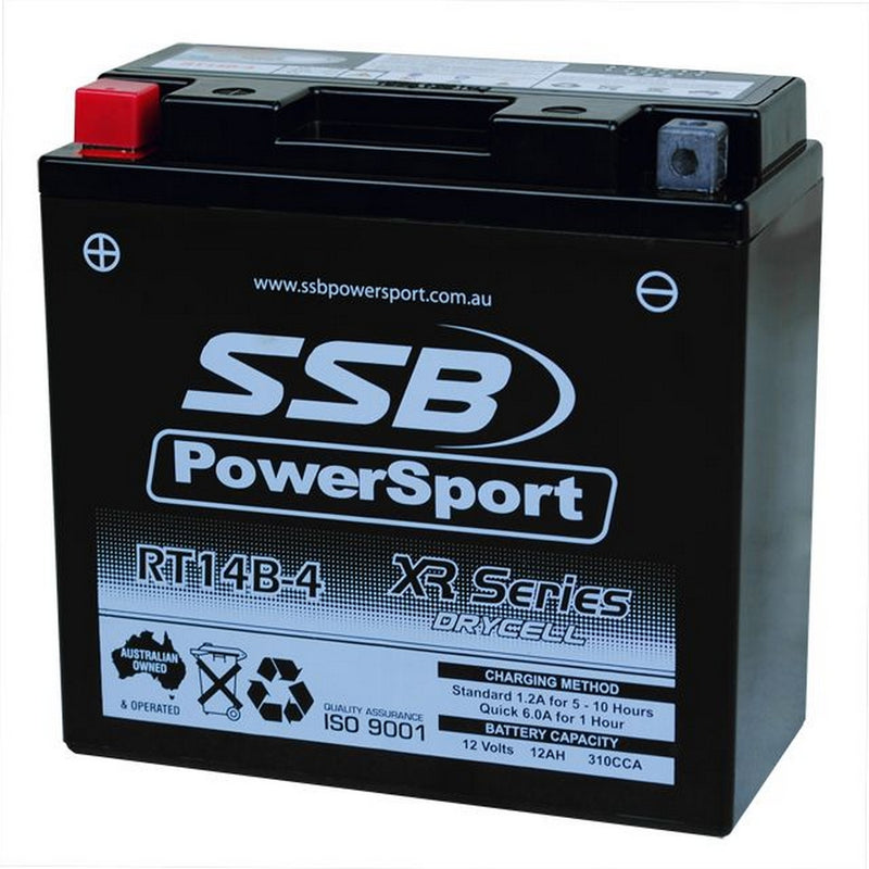 Load image into Gallery viewer, MOTORCYCLE AND POWERSPORTS BATTERY (YT14B-4) AGM 12V 1.2AH 310CCA BY SSB HIGH PERFORMANCE
