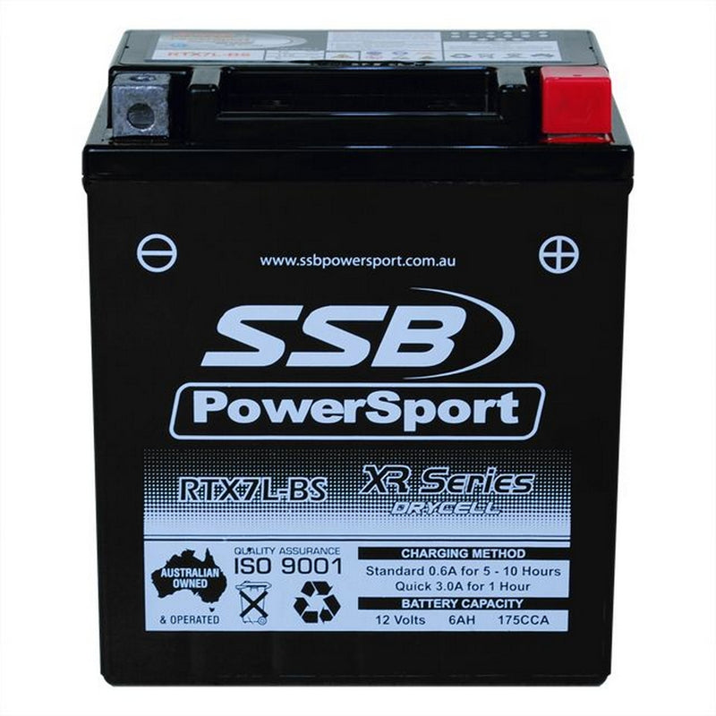 Load image into Gallery viewer, MOTORCYCLE AND POWERSPORTS BATTERY (YTX7L-BS) AGM 12V 6AH 175CCA BY SSB HIGH PERFORMANCE
