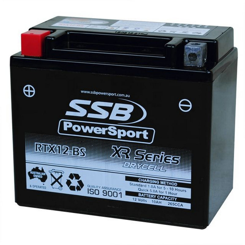 Load image into Gallery viewer, MOTORCYCLE AND POWERSPORTS BATTERY (YTX12-BS) AGM 12V 10AH 265CCA BY SSB HIGH PERFORMANCE
