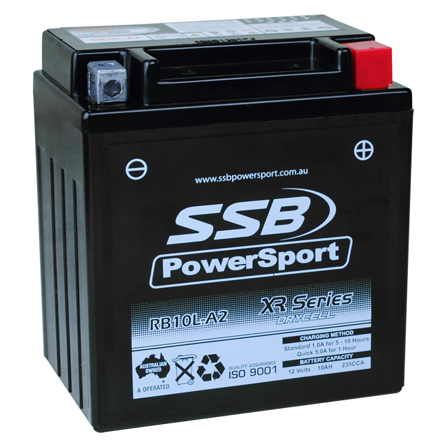 Load image into Gallery viewer, MOTORCYCLE AND POWERSPORTS BATTERY (YB10L-A2) AGM 12V 10AH 235CCA BY SSB HIGH PERFORMANCE

