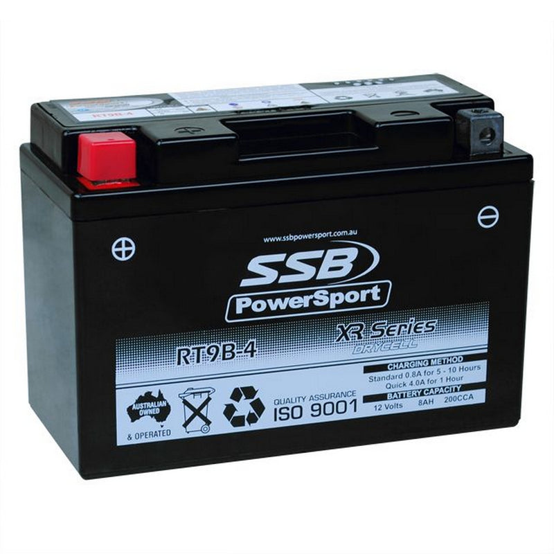 Load image into Gallery viewer, MOTORCYCLE AND POWERSPORTS BATTERY (YT9B-4) AGM 12V 8AH 200CCA BY SSB HIGH PERFORMANCE
