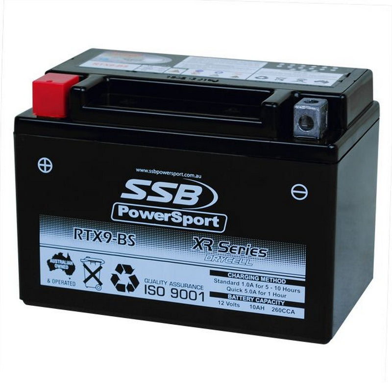 Load image into Gallery viewer, MOTORCYCLE AND POWERSPORTS BATTERY (YTX9-BS) AGM 12V 10AH 260CCA BY  SSB HIGH PERFORMANCE
