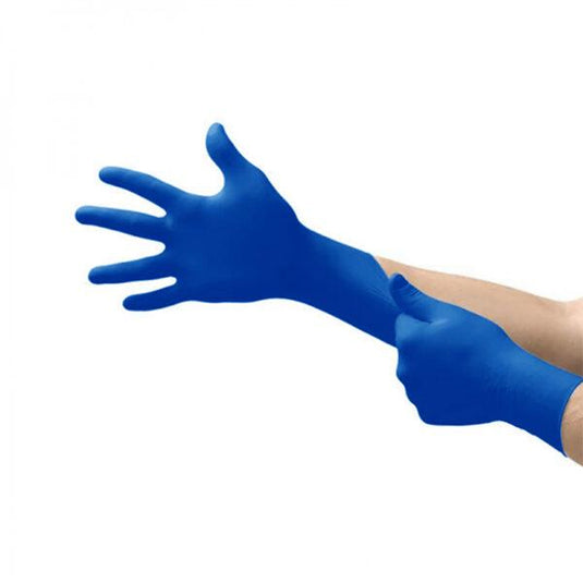 AMADEX LATEX HIGH RISK DISPOSABLE GLOVES BLUE SIZE XL 300MM JAEGER 50 PACK