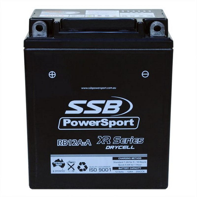Load image into Gallery viewer, MOTORCYCLE AND POWERSPORTS BATTERY (YB12A-A) AGM 12V 12AH 250CCA BY SSB HIGH PERFORMANCE
