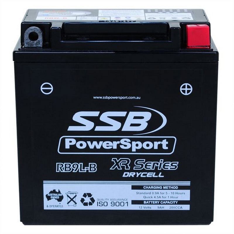 Load image into Gallery viewer, MOTORCYCLE AND POWERSPORTS BATTERY (YB9L-B) AGM 12V 9AH 200CCA BY SSB HIGH PERFORMANCE
