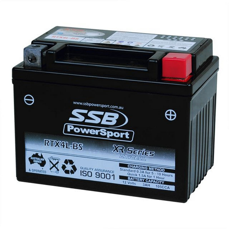 Load image into Gallery viewer, MOTORCYCLE AND POWERSPORTS BATTERY (YTX4L-BS) AGM 12V 3AH 105CCA SSB HIGH PERFORMANCE
