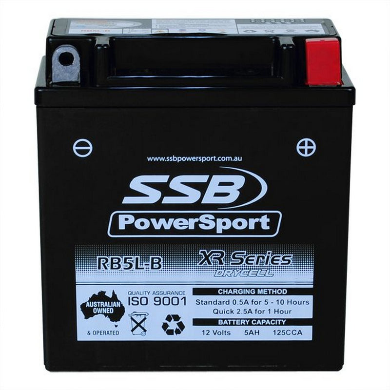 Load image into Gallery viewer, MOTORCYCLE AND POWERSPORTS BATTERY (YB5L-B) AGM 12V 5AH 125CCA BY SSB HIGH PERFORMANCE
