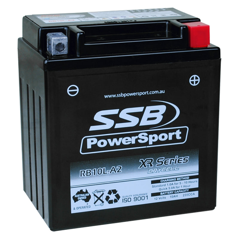 Load image into Gallery viewer, MOTORCYCLE AND POWERSPORTS BATTERY (YB10L-A2) AGM 12V 10AH 235CCA BY SSB HIGH PERFORMANCE
