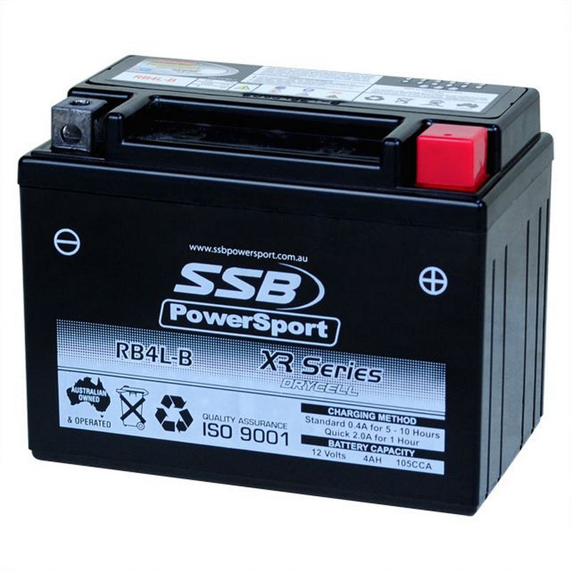 Load image into Gallery viewer, MOTORCYCLE AND POWERSPORTS BATTERY (YB4L-B) AGM 12V 4AH 105CCA BY SSB HIGH PERFORMANCE
