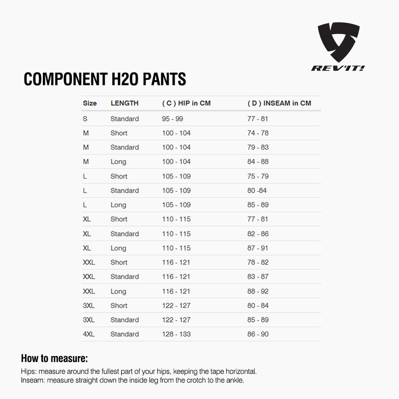 Load image into Gallery viewer, Size chart for REVIT Component 2 Pants
