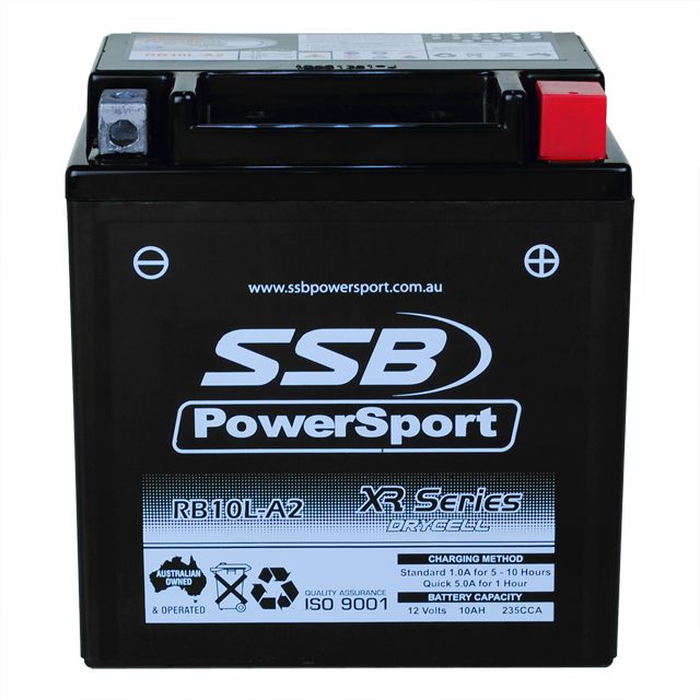 Load image into Gallery viewer, MOTORCYCLE AND POWERSPORTS BATTERY (YB10L-A2) AGM 12V 10AH 235CCA BY SSB HIGH PERFORMANCE
