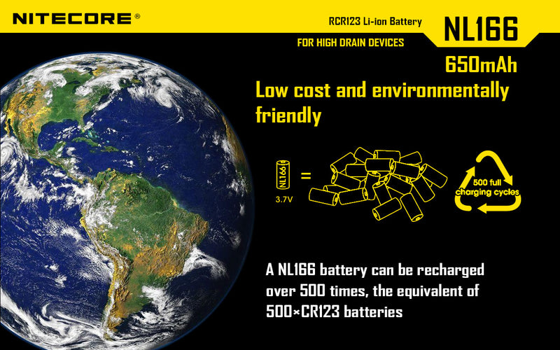 Load image into Gallery viewer, NITECORE LI-ION RECHARGEBALE BATTERY RCR123A (3.7V, 650mAh)
