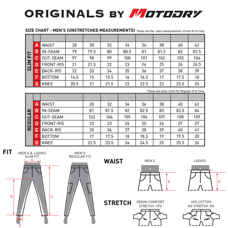 Load image into Gallery viewer, Motodry Denim Original Jeans - Size Chart
