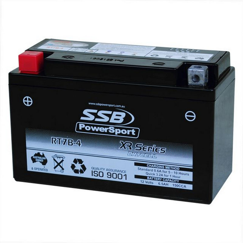 Load image into Gallery viewer, MOTORCYCLE AND POWERSPORTS BATTERY (YT7B-4) AGM 12V 6AH 150CCA BY SSB HIGH PERFORMANCE
