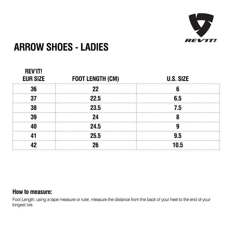 Load image into Gallery viewer, Size chart for REVIT Arrow Ladies Shoes
