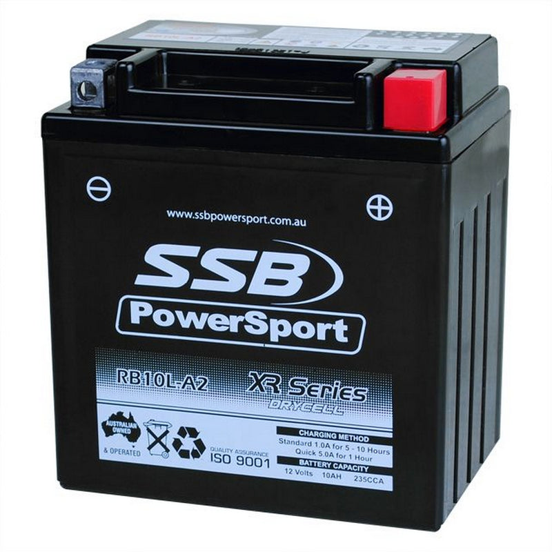 Load image into Gallery viewer, MOTORCYCLE AND POWERSPORTS BATTERY (YB10L-A2) AGM 12V 10AH 235CCA BY SSB HIGH PERFORMANCE
