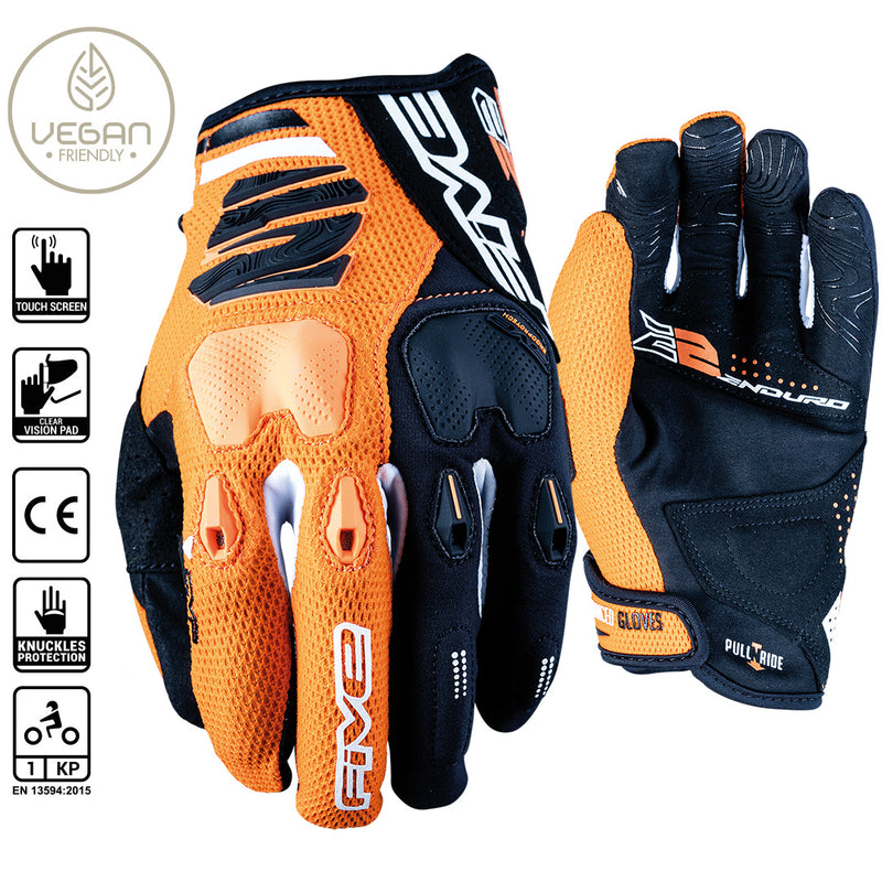 Load image into Gallery viewer, FIVE E2 Enduro Gloves - Orange Black
