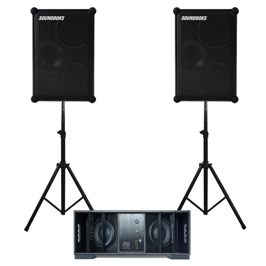 DUAL SOUNDBOKS 4 + DFB SUBWOOFER BATTERY POWERED WIRELESS PRO AUDIO KIT