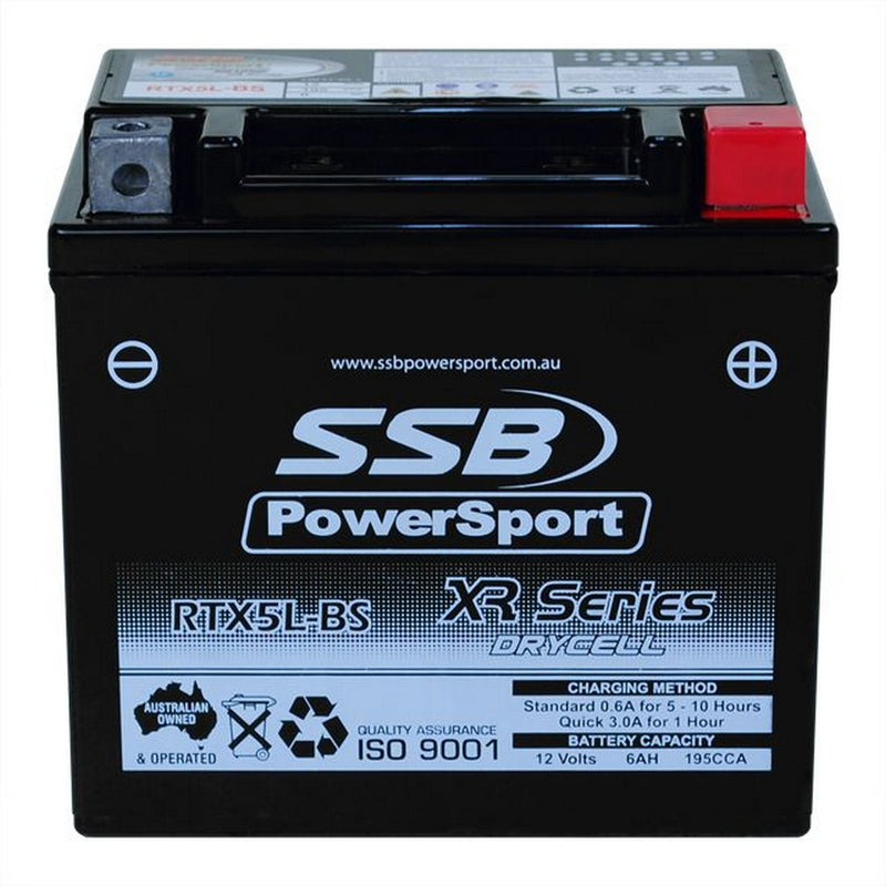 Load image into Gallery viewer, MOTORCYCLE AND POWERSPORTS BATTERY (YTX5L-BS) AGM 12V 6AH 195CCA BY SSB HIGH PERFORMANCE
