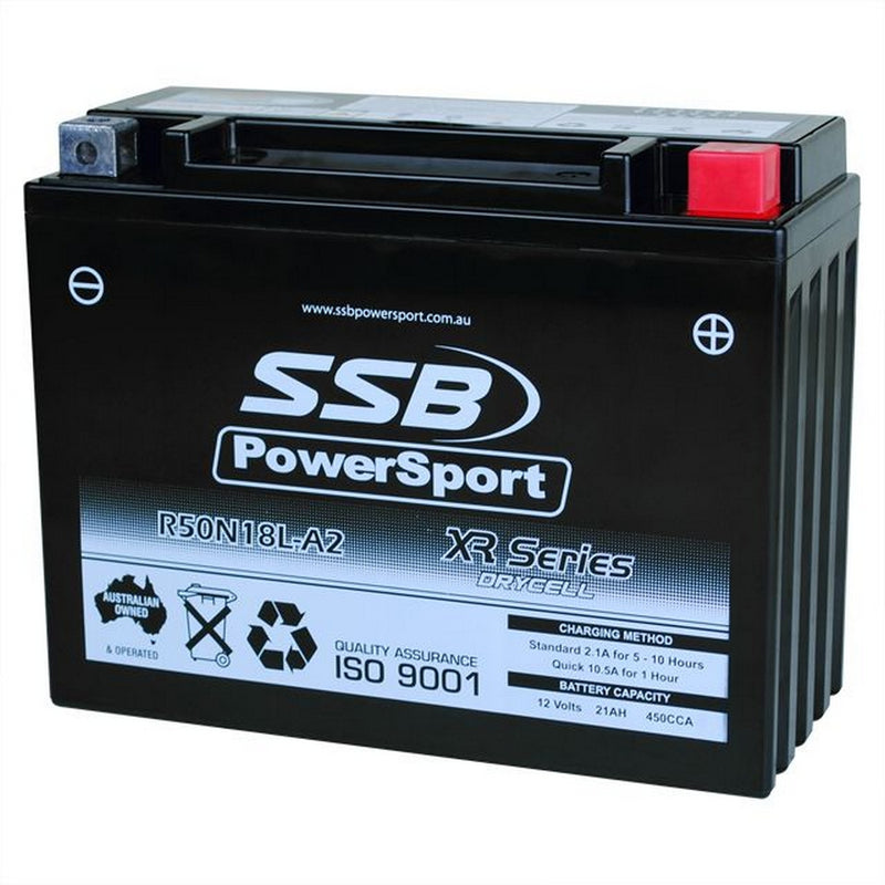 Load image into Gallery viewer, MOTORCYCLE AND POWERSPORTS BATTERY (Y50N18L-A2) AGM 12V 21AH CCA450 SSB HIGH PERFORMANCE
