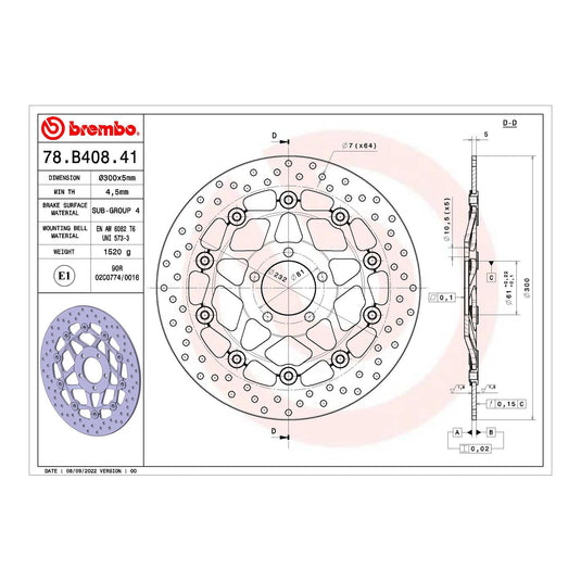 Brembo Prime Serie Oro Front Brake Disc 78B40841