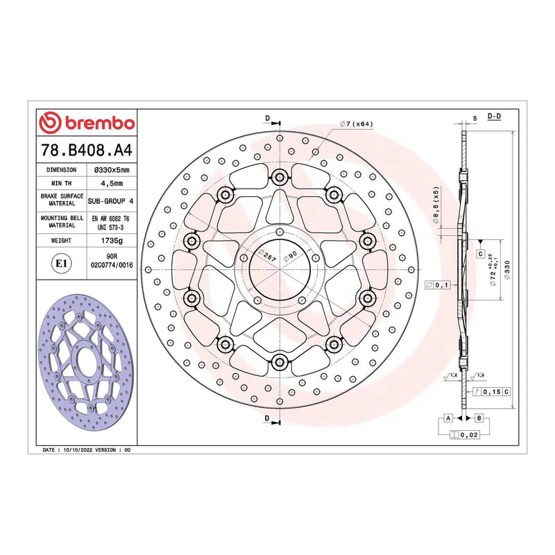 Load image into Gallery viewer, Brembo Prime Serie Oro Front Brake Disc 78B408A4
