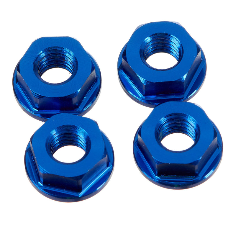Load image into Gallery viewer, DRC ALUMINUM M6 FLANGE NUTS BLUE 4PCS

