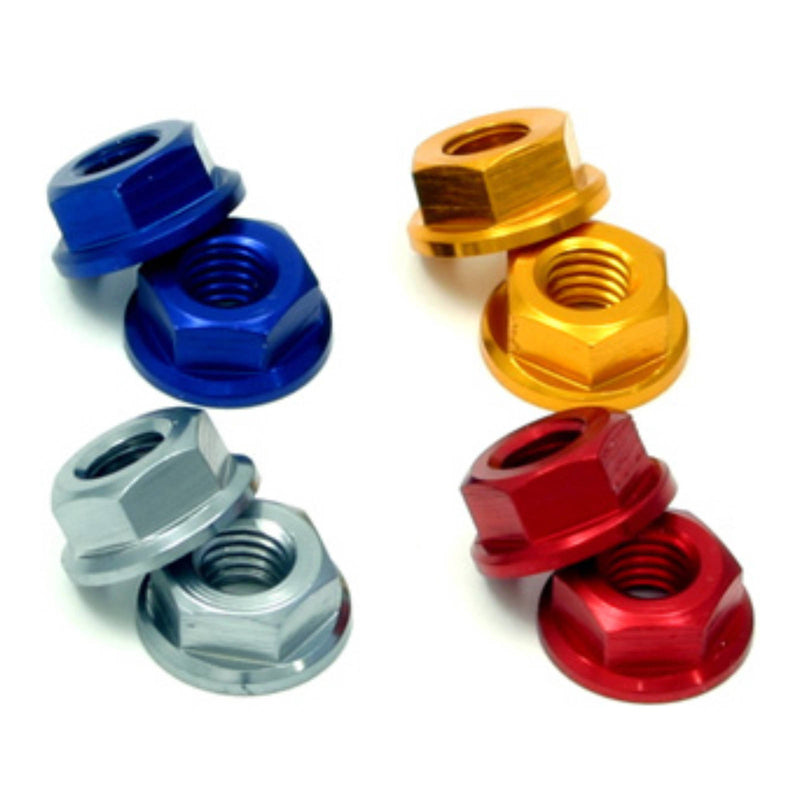 Load image into Gallery viewer, DRC ALUMINUM M6 FLANGE NUTS BLACK 4PCS
