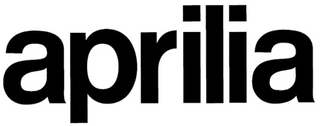 Black 'aprilia' logo on a white background, representing fine Italian motorcycles, available from Cyclespot Group