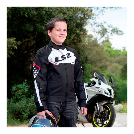 LS2 Apex Evo Kids Jacket - Black/White/Red (L)