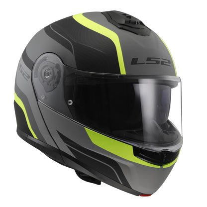 LS2 FF908 Strobe II Monza Flip Front Helmets - Matte Black / Hi-Vis Yellow 06