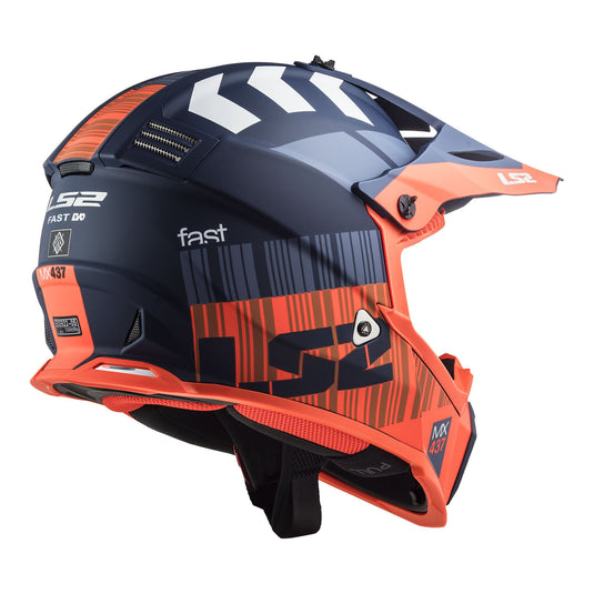 LS2 MX437 Fast Evo Xcode Matte Blue / Orange