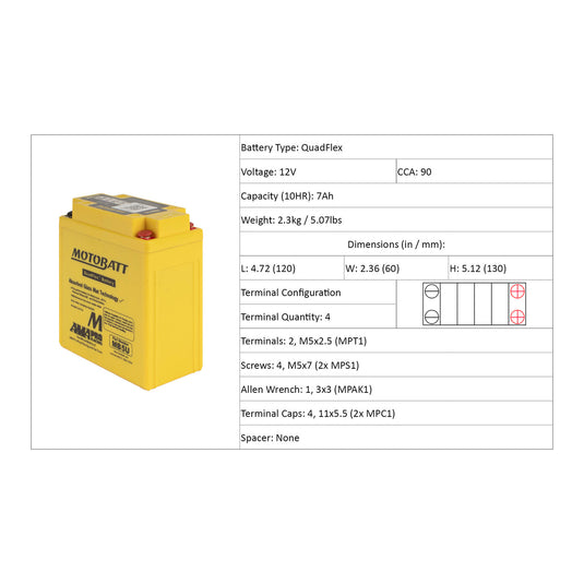 Motobatt Battery Quadflex AGM - MB5U