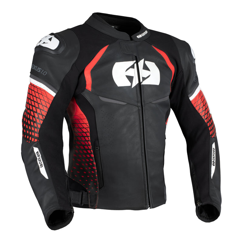 Load image into Gallery viewer, Oxford Nexus 1.0 Leather Men's Jacket - Black / Red
